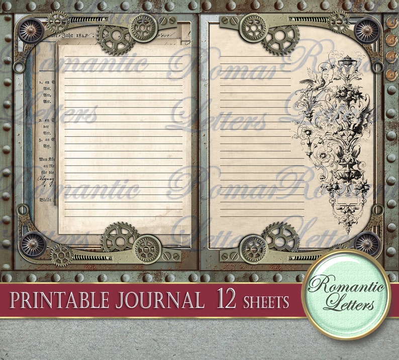 Steampunk Printable Junk Journal Kit Industrial Digital Scrapbook ...