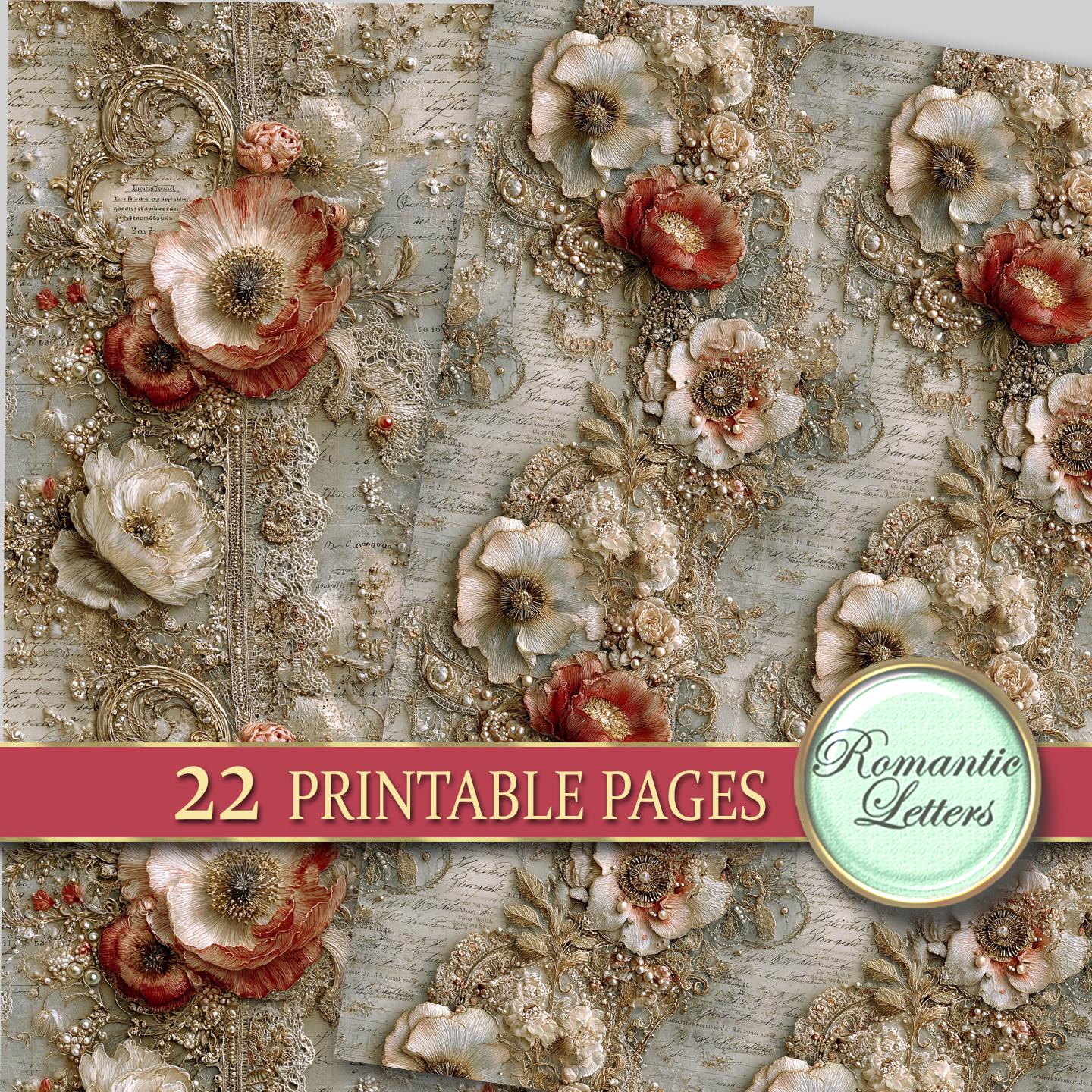 Printable Floral Scrapbook Paper Pack Shabby Chic Junk Journal Pages ...