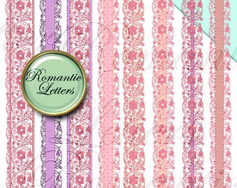Digital scrapbook borders lace pink digital lace Clip art newborn baby digital frame clip art ribbon digital Shabby chic vintage clip art