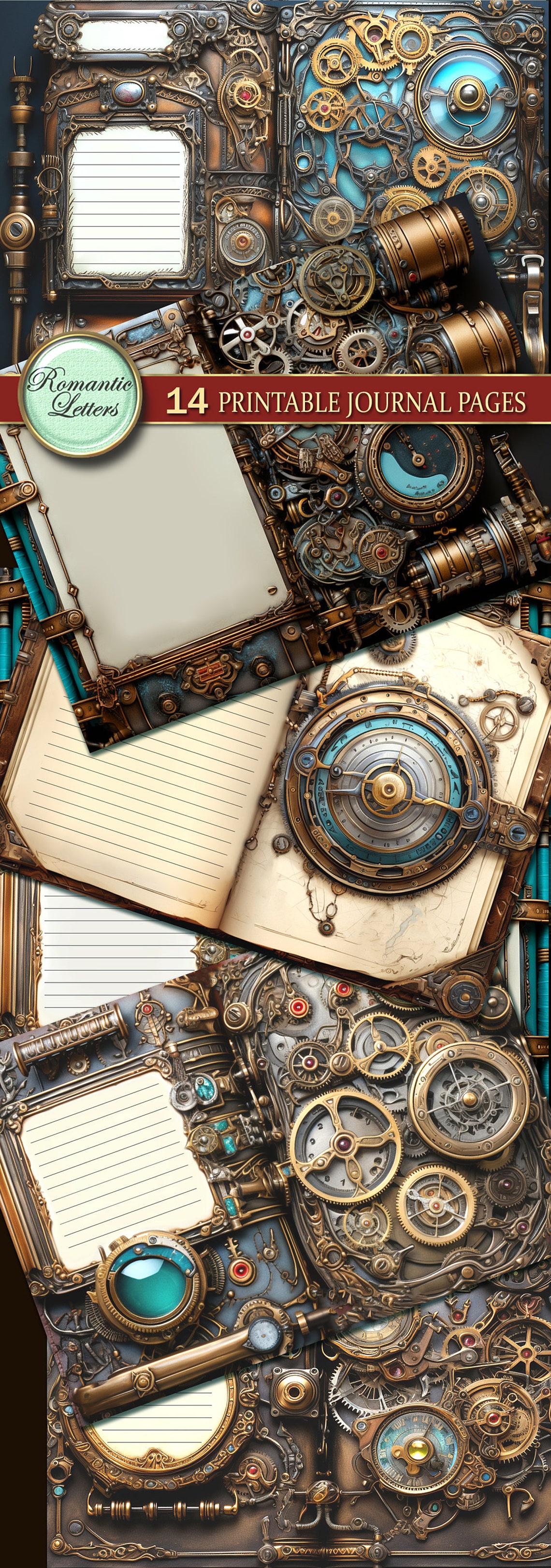 Steampunk Junk Journal Pages Digital Scrapbook Paper Pack Rust Metal ...
