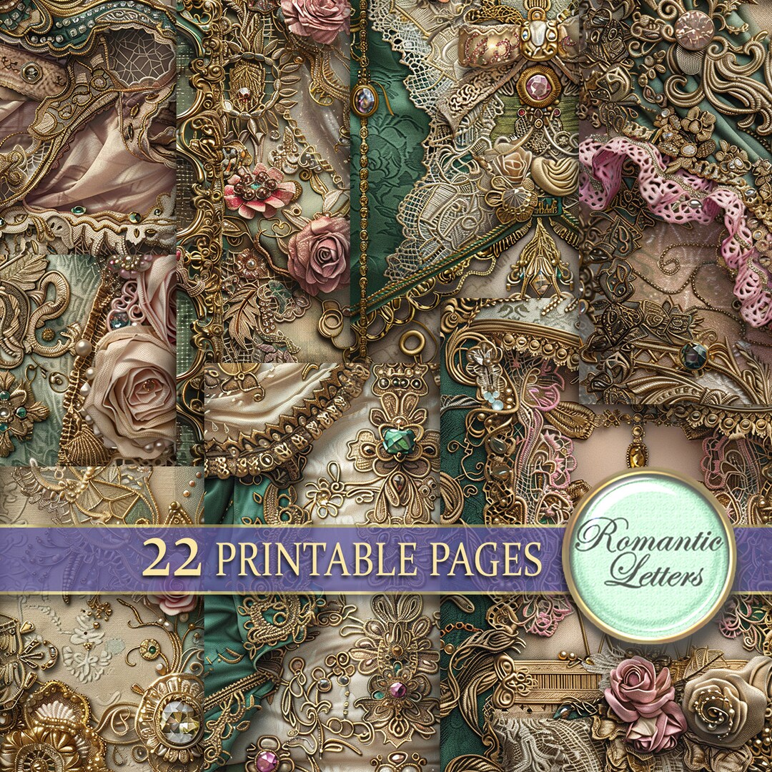 Digital Printable Scrapbook Paper Pack Junk Journal Pages Shabby Chic ...