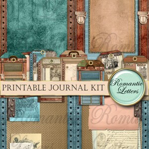 Printable travel journal kit digital scrapbooking printable junk journal craft paper A4 8.5x11 mini album printable journal pages tags card image 10