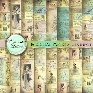 Ephemera digital scrapbook paper pack digital paper Victorian digital printable paper digital paper craft paper magazine A4 8.5 x 11 inch