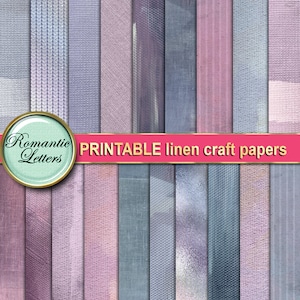 Digital linen texture printable craft paper digital scrapbook paper pack burlap paper fabric backgrounds printable paper canvas purple pink