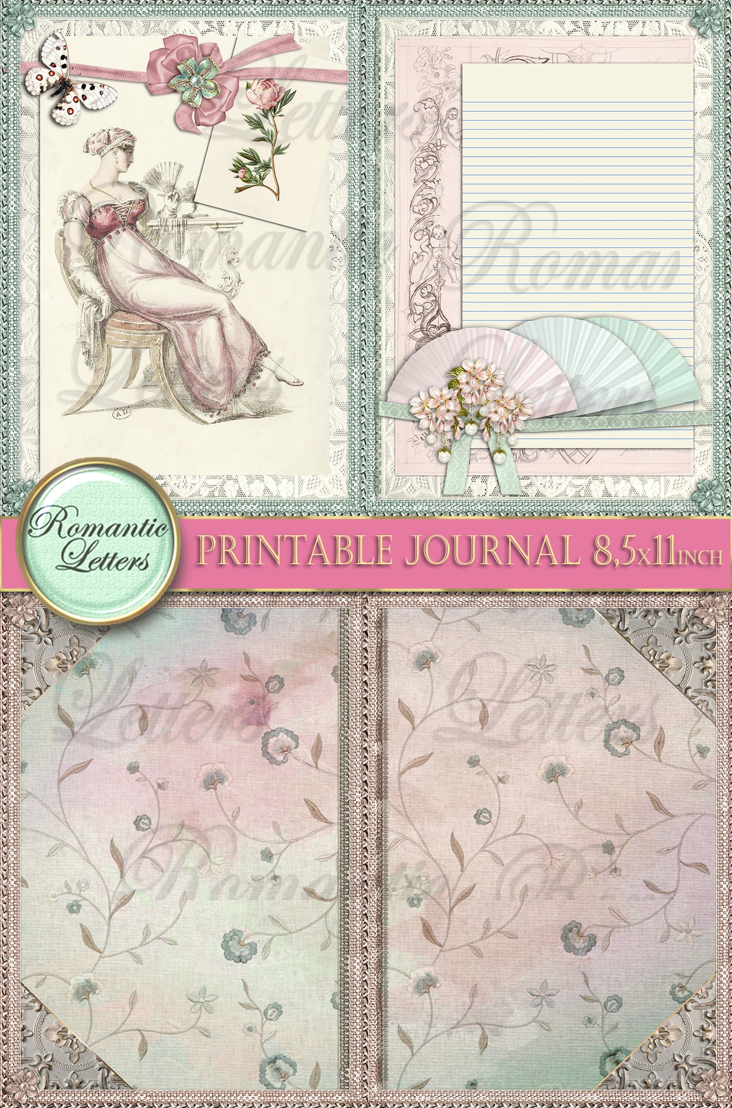 Printable Junk Journal Kit Printable Scrapbook Paper 8.5x11 Digital ...