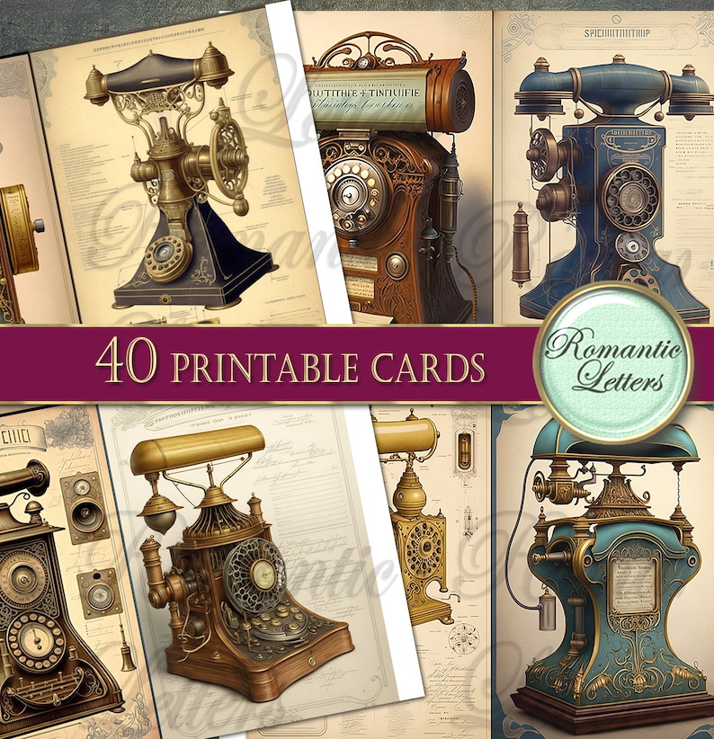 Steampunk Printable Junk Journal Cards Digital Scrapbook Antique ...