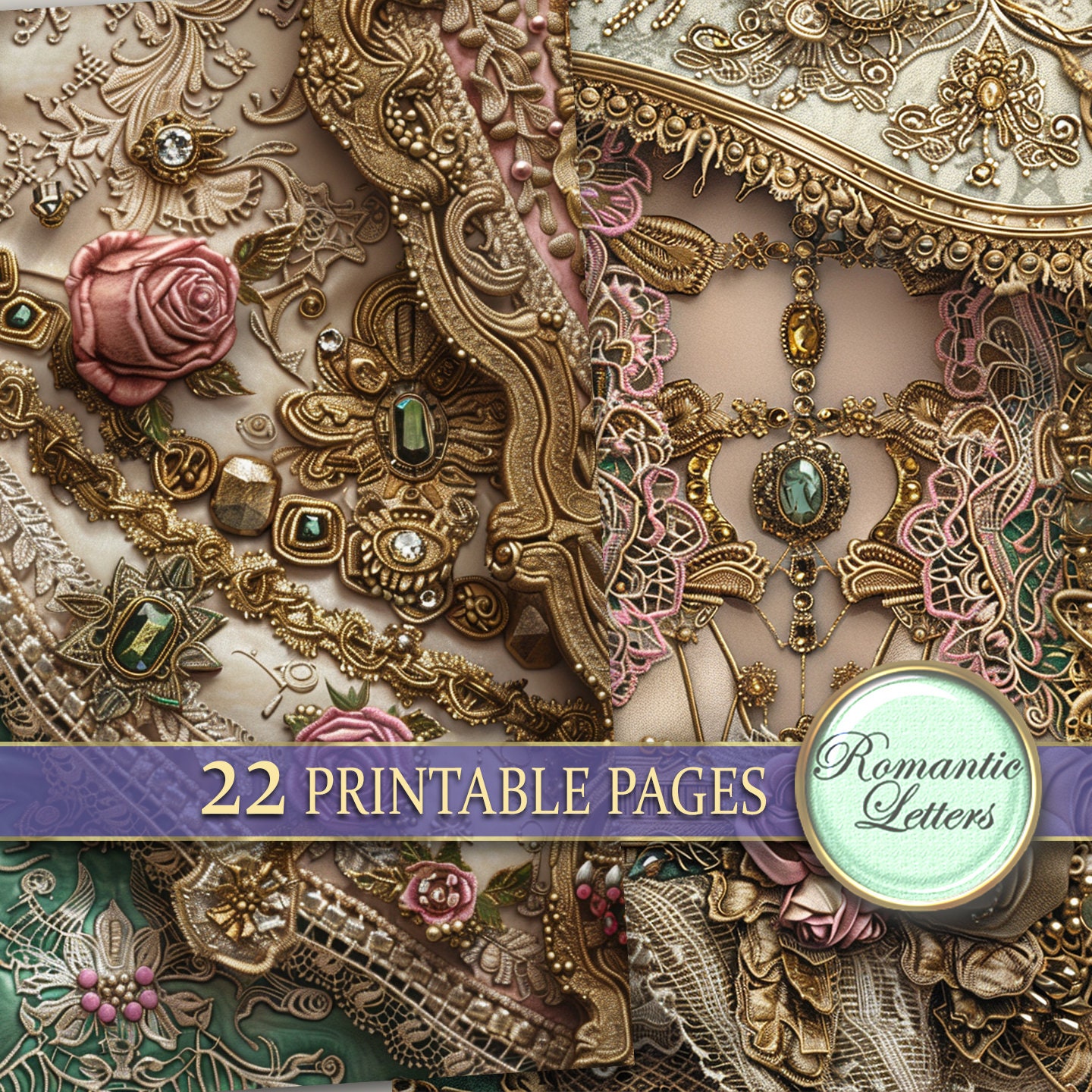 Digital Printable Scrapbook Paper Pack Junk Journal Pages Shabby Chic ...