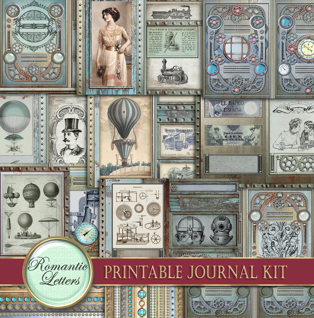 Steampunk Printable Junk Journal Kit Industrial Digital Scrapbook ...