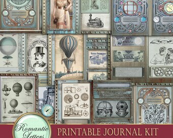 Steampunk printable junk journal kit industrial digital scrapbook printable journal pages craft paper A4 download victorian journal PART 2