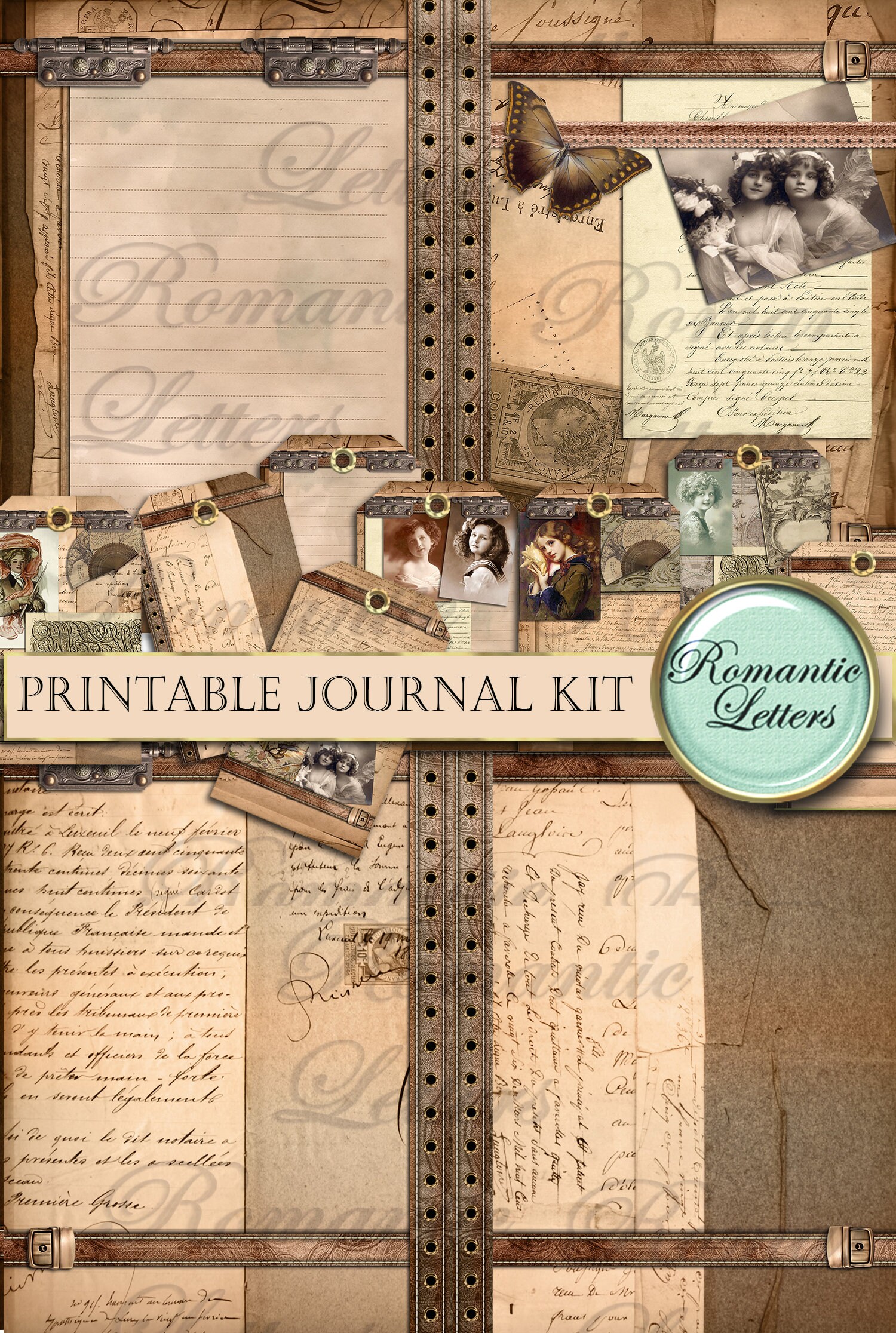 Printable Junk Journal Kit Victorian Digital Scrapbook Pages Printable ...