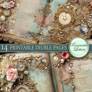 Printable Junk Journal Pages Cards Digital Scrapbook Paper Pack Antique ...