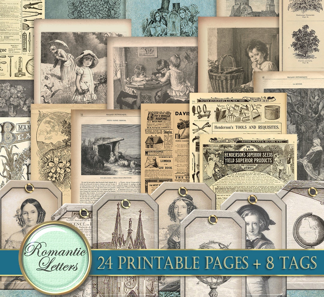 Ephemera Digital Paper Pack Printable Journal Pages Victorian Paper ...