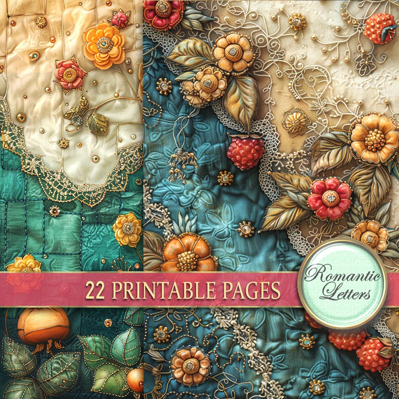 Digital Printable Scrapbook Paper Pack Patchwork Fabric Printable Craft ...