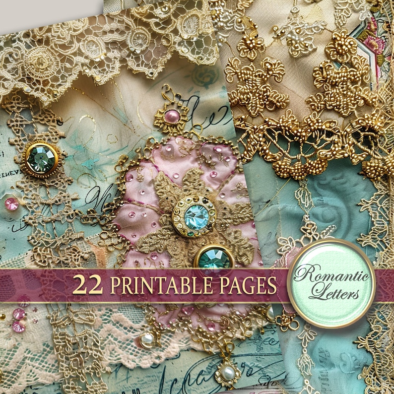 Digital Printable Scrapbook Paper Pack Junk Journal Pages Shabby Chic ...