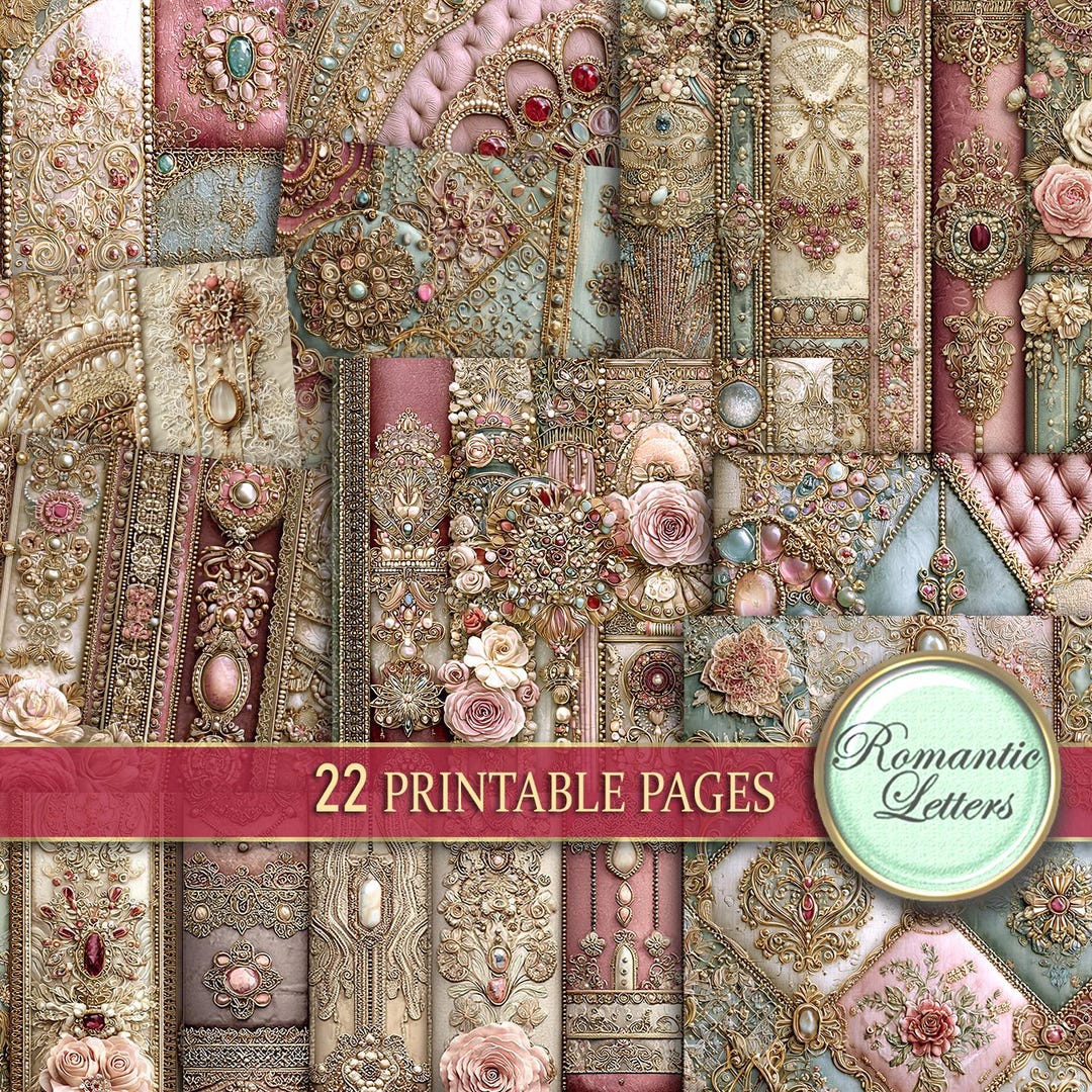 Digital Printable Scrapbook Paper Pack Shabby Chic Junk Journal Pages ...