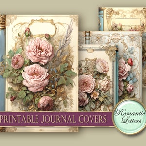 Printable journal covers digital scrapbooking digital printable junk journal old book mini album cover flowers Victorian shabby chic cards