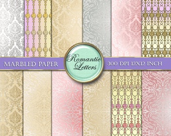 Digital Scrapbook paper wedding digital background paper pack Shabby Chic digital background paper wedding photography printable paper white