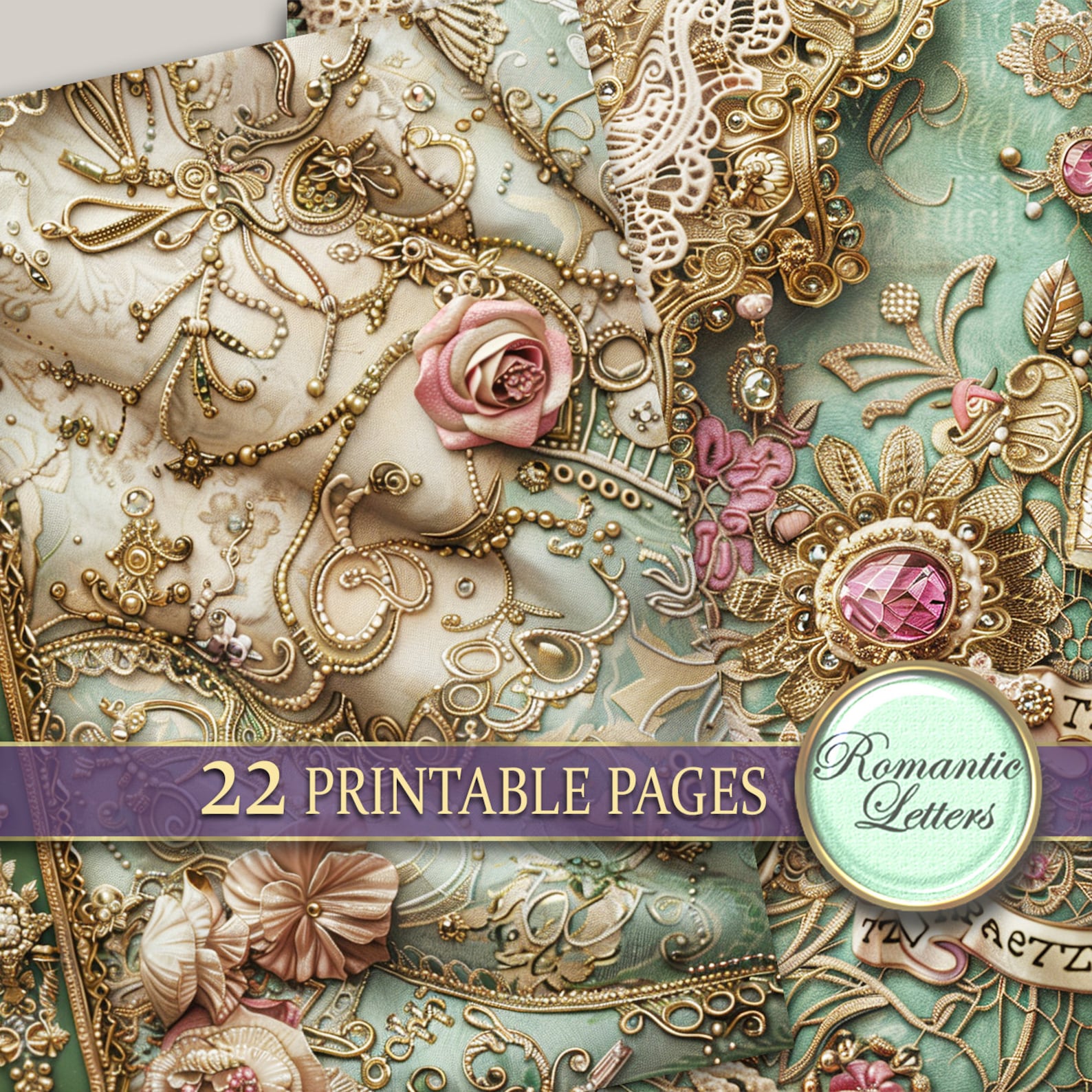 Digital Printable Scrapbook Paper Pack Junk Journal Pages Shabby Chic ...