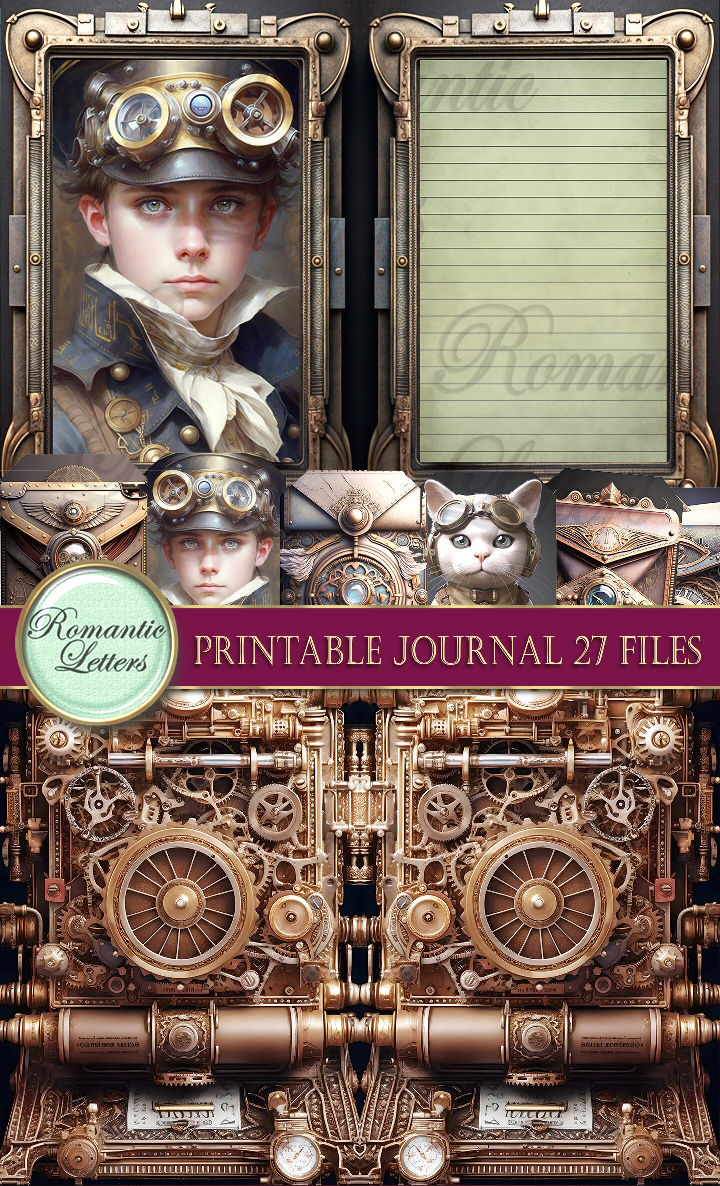 Steampunk Printable Junk Journal Kit Digital Scrapbook Printable ...