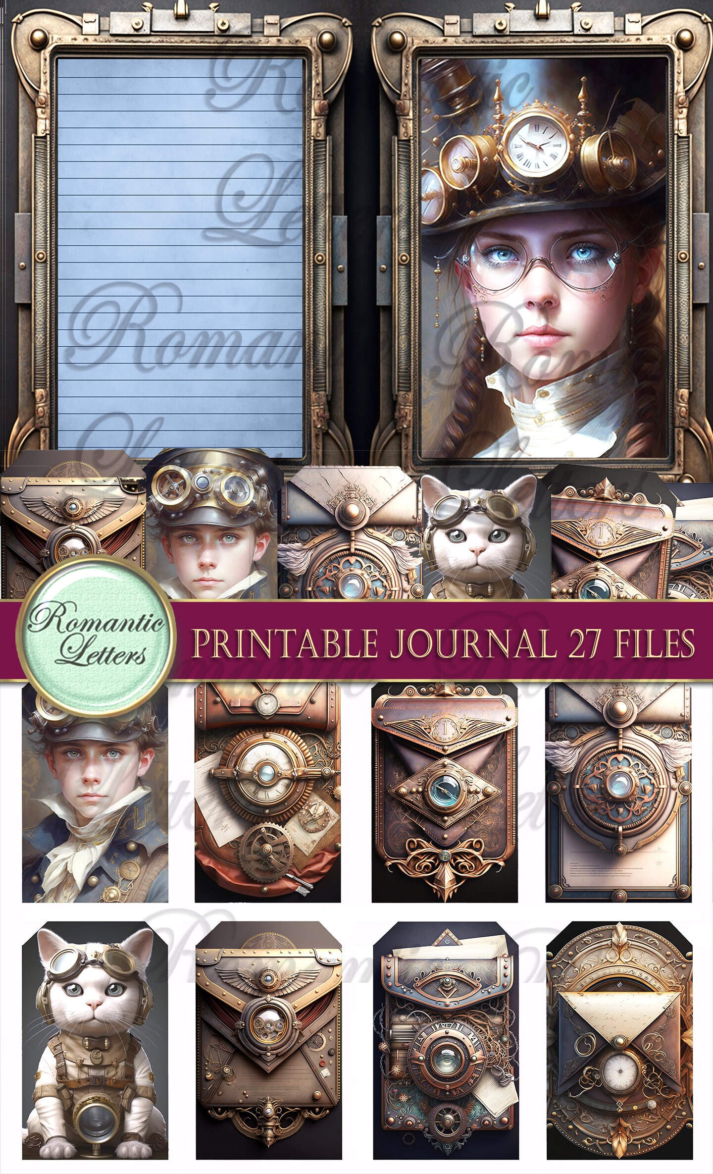Steampunk Printable Junk Journal Kit Digital Scrapbook Printable ...