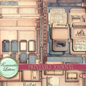 Carnet à imprimer pour scrapbooking numérique, journal imprimable, papier artisanal ancien A4 8,5 x 11, mini album, pages de journal imprimable, étiquettes
