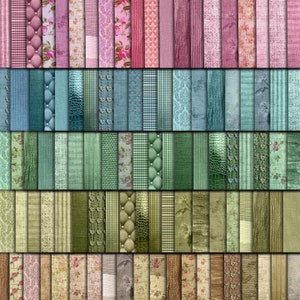 May include: A digital paper pack with a variety of patterns in shades of pink, blue, and green. The patterns include floral, geometric, and textured designs.
