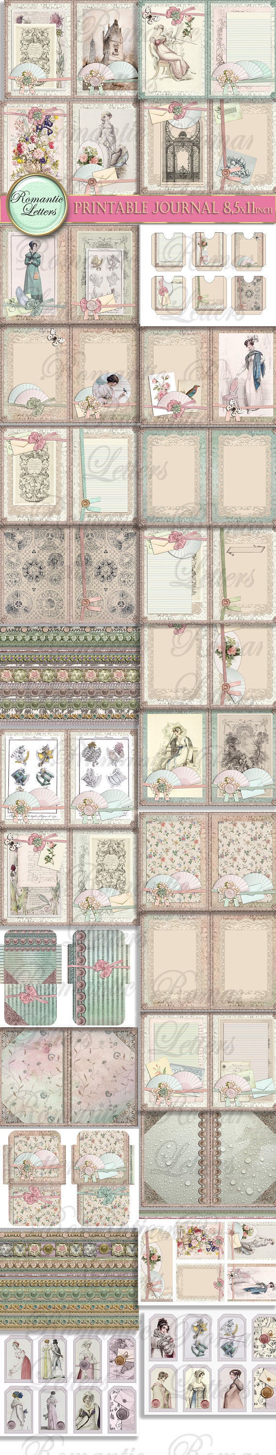 Printable Junk Journal Kit Printable Scrapbook Paper 8.5x11 Digital ...