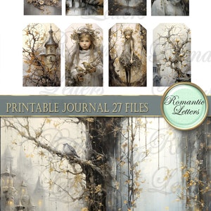 printable junk journal kit Fairy Forest printable journal pages card tag cover fantasy digital scrapbook botanical floral herbal magic PART2 image 6