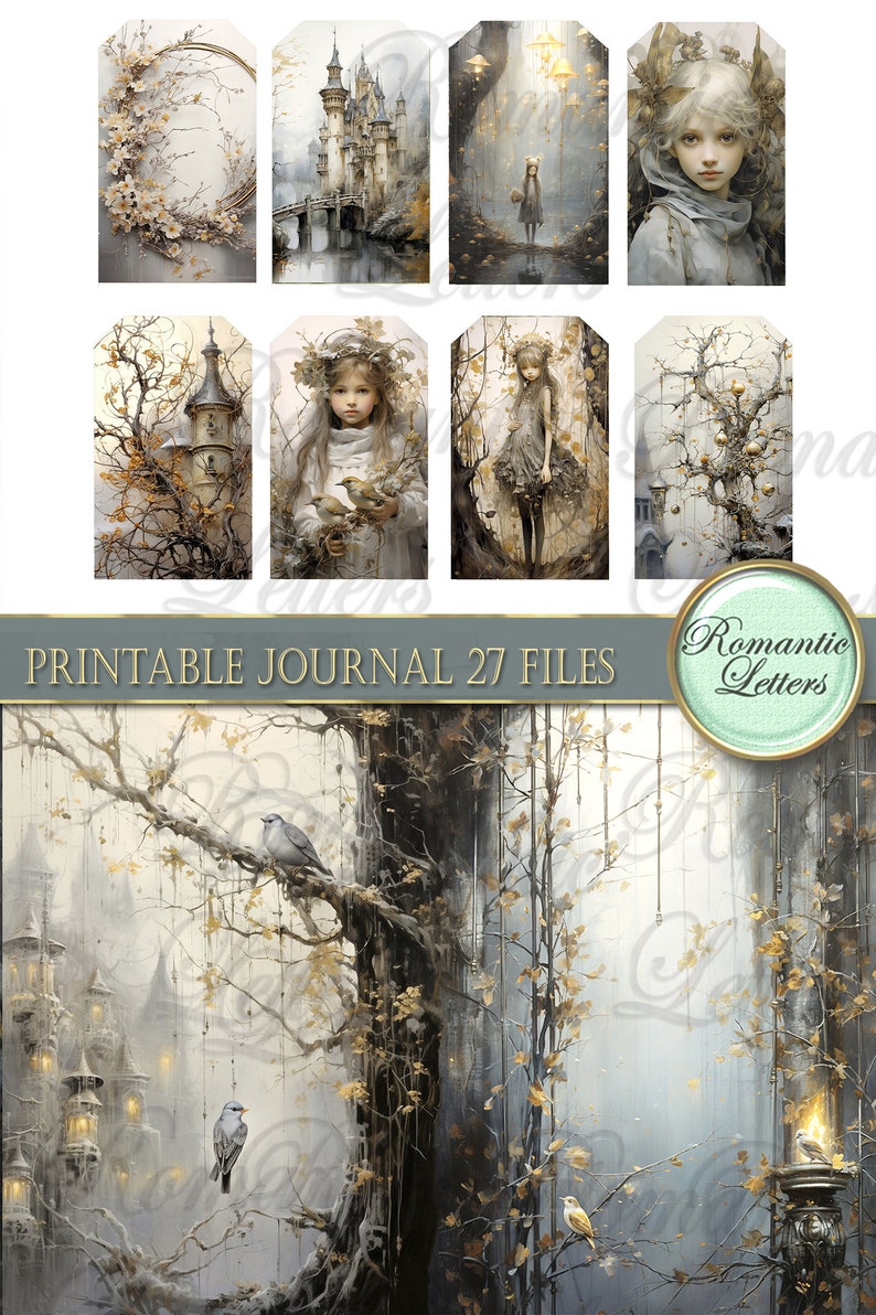 printable junk journal kit Fairy Forest printable journal pages card tag cover fantasy digital scrapbook botanical floral herbal magic PART2 image 6