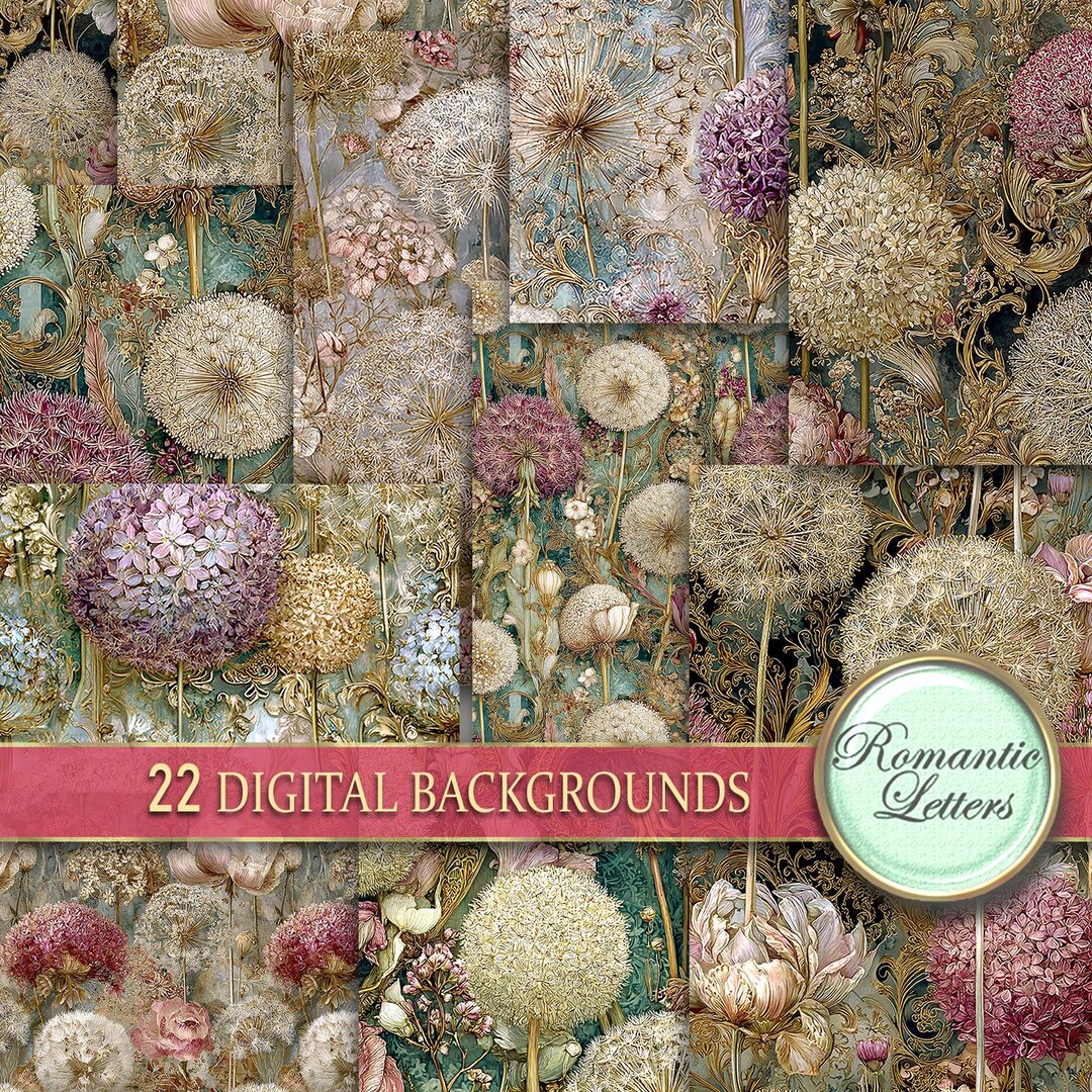 Shabby Chic Wedding Printable Digital Paper Floral Junk Journal Pages ...