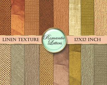 Autumn colors Digital linen scrapbook paper pack digital background natural canvas printable burlap   texture vintage paper fall orange gold