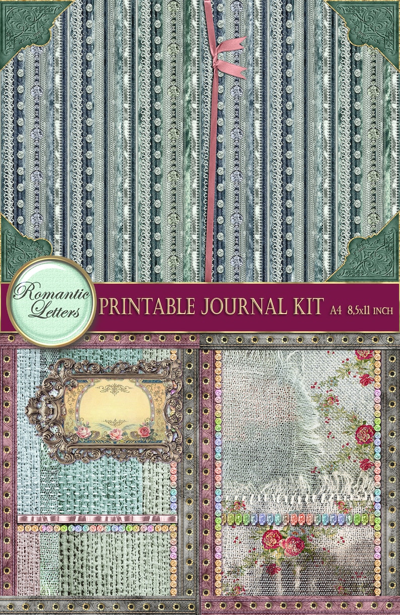 Printable Junk Journal Kit Shabby Chik Digital Scrapbook Paper ...