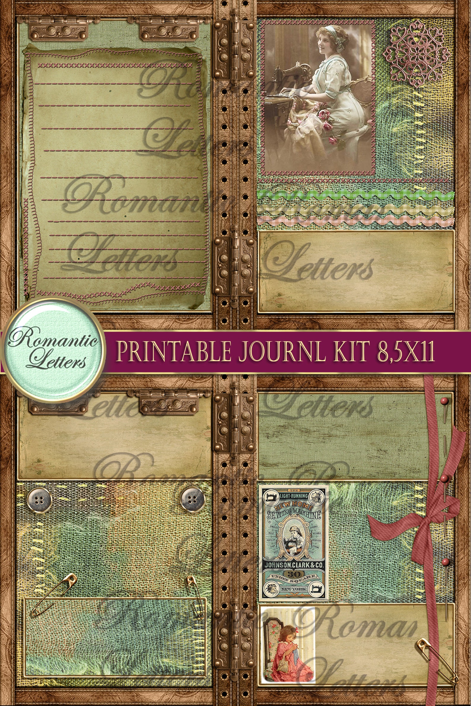 Sewing Journal Printable Junk Journal Kit Scrapbooking | Etsy