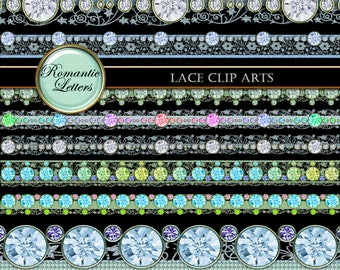 Digital borders diamond frame clip art digital scrapbook clip art gemstone clip art ribbon diamond rhinestones clip art lace glam wedding