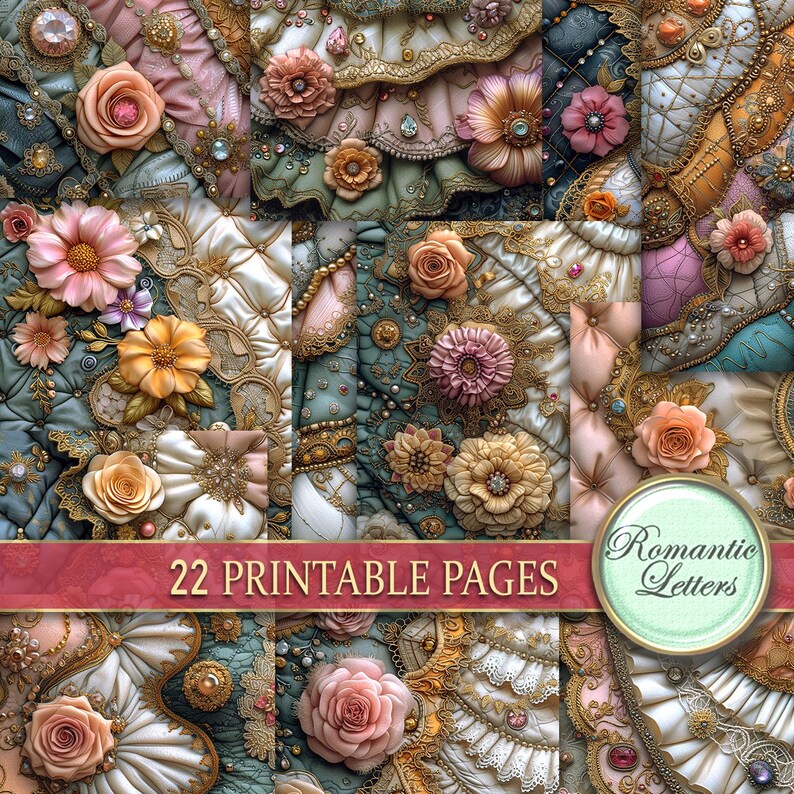 Digital Printable Scrapbook Paper Pack Junk Journal Pages Luxury ...