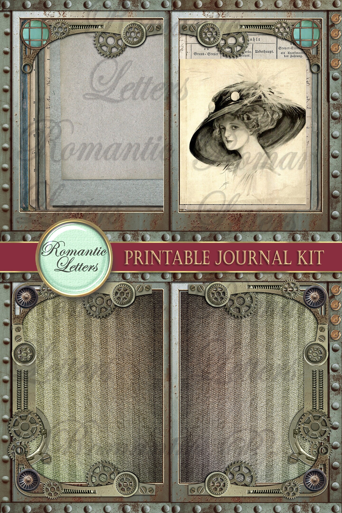 Steampunk Printable Junk Journal Kit Digital Scrapbook Printable ...