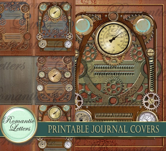 Steampunk Printable Journal Covers Industrial Digital - Etsy