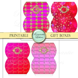 Valentine printable box Valentines day digital gift box favor box jewelry gift box wrapping box ring box pillow box printable paper craft image 3