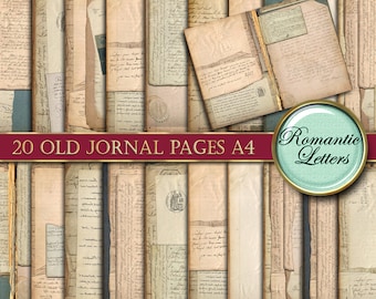 Printable journal pages printable old book paper craft A4  8.5x11 victorian mini album download digital scrapbook background old paper pack