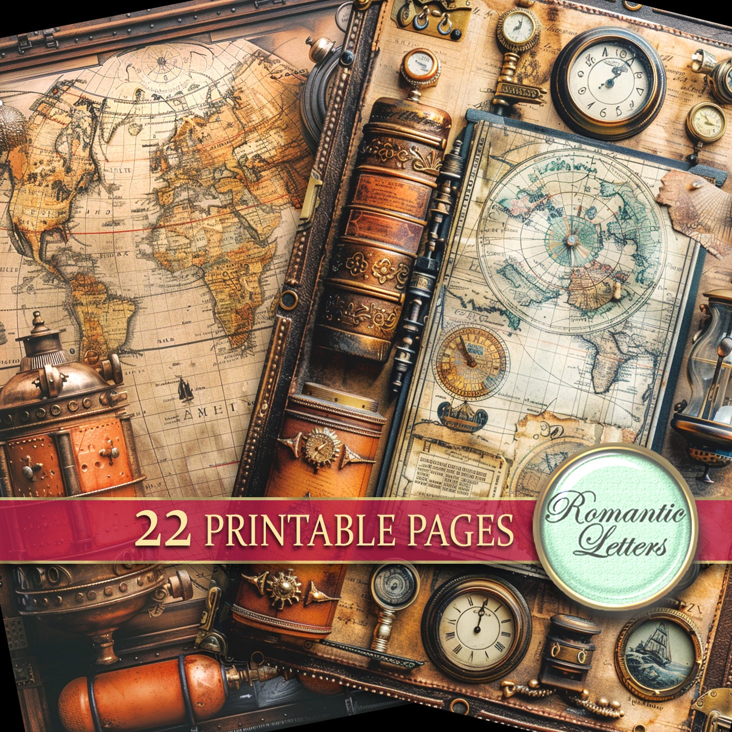 Steampunk Junk Journal Pages Digital Scrapbook Paper Pack Rust Metal ...
