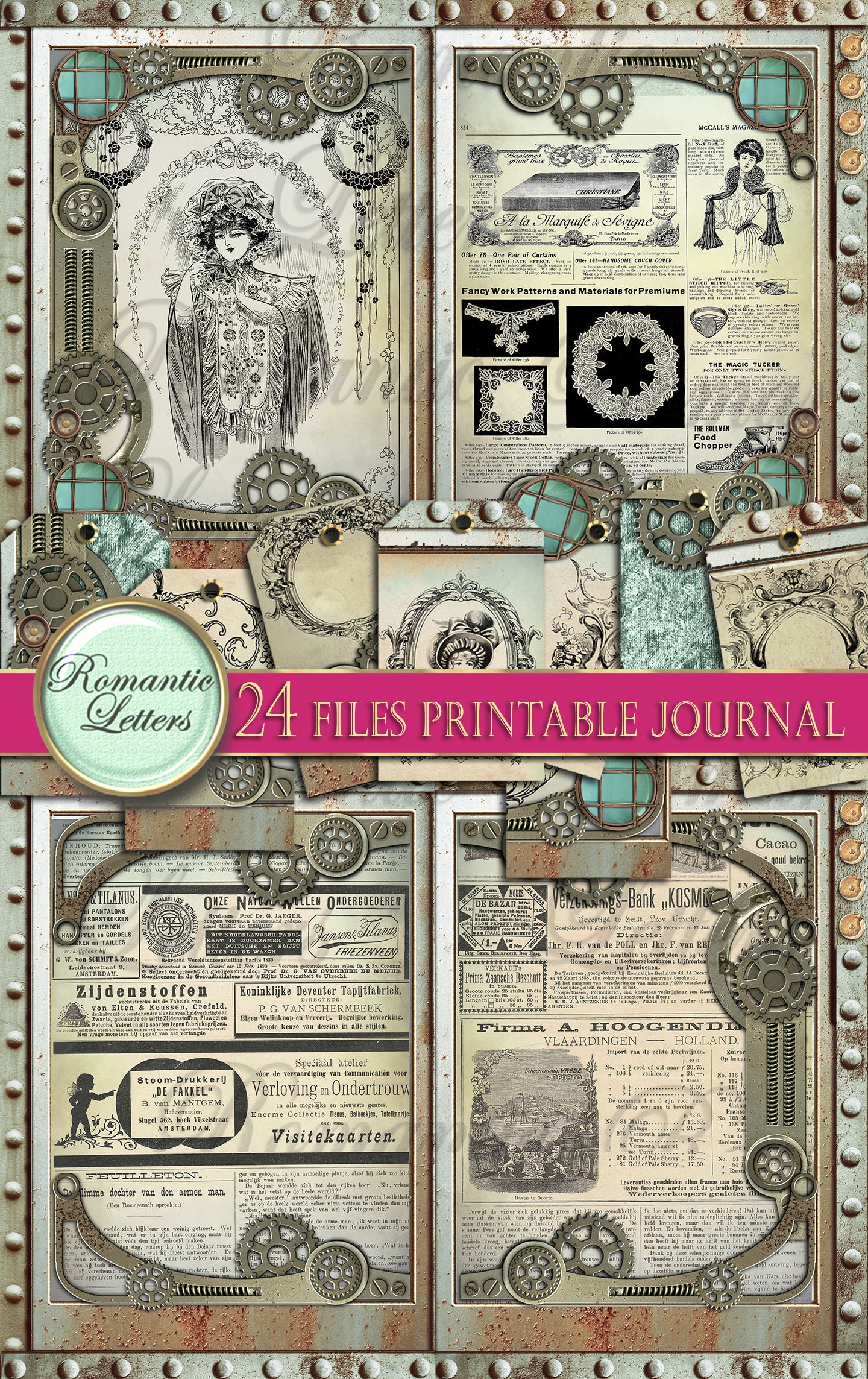 Steampunk Printable Junk Journal Kit Digital Scrapbook Printable ...