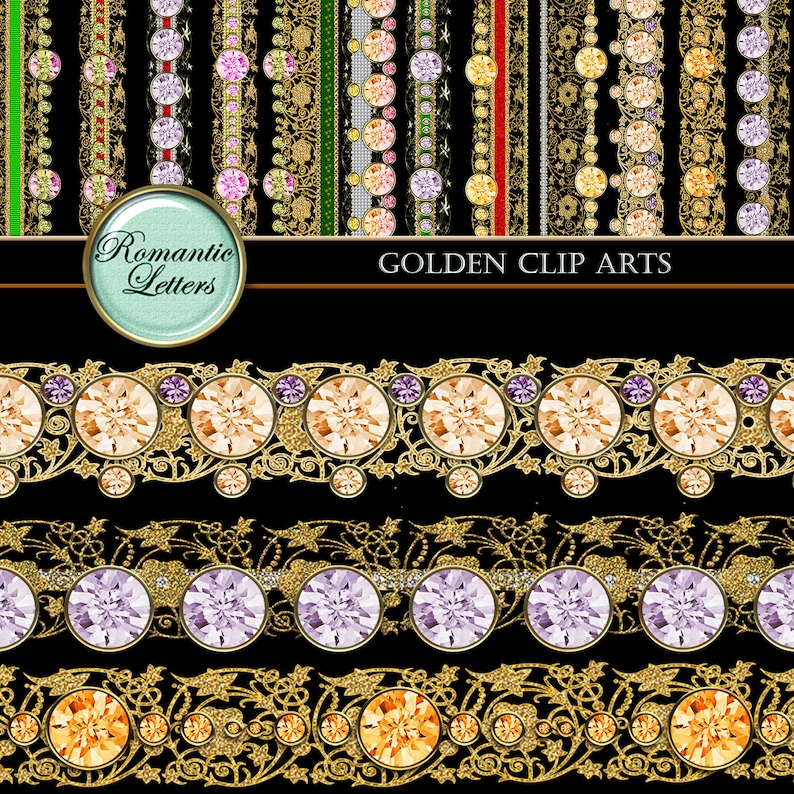 Diamond Gold Lace Clip Art Digital Scrapbook Borders Digital - Etsy