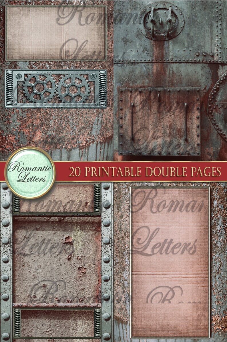 Steampunk Printable Junk Journal Pages Industrial Digital Scrapbook ...