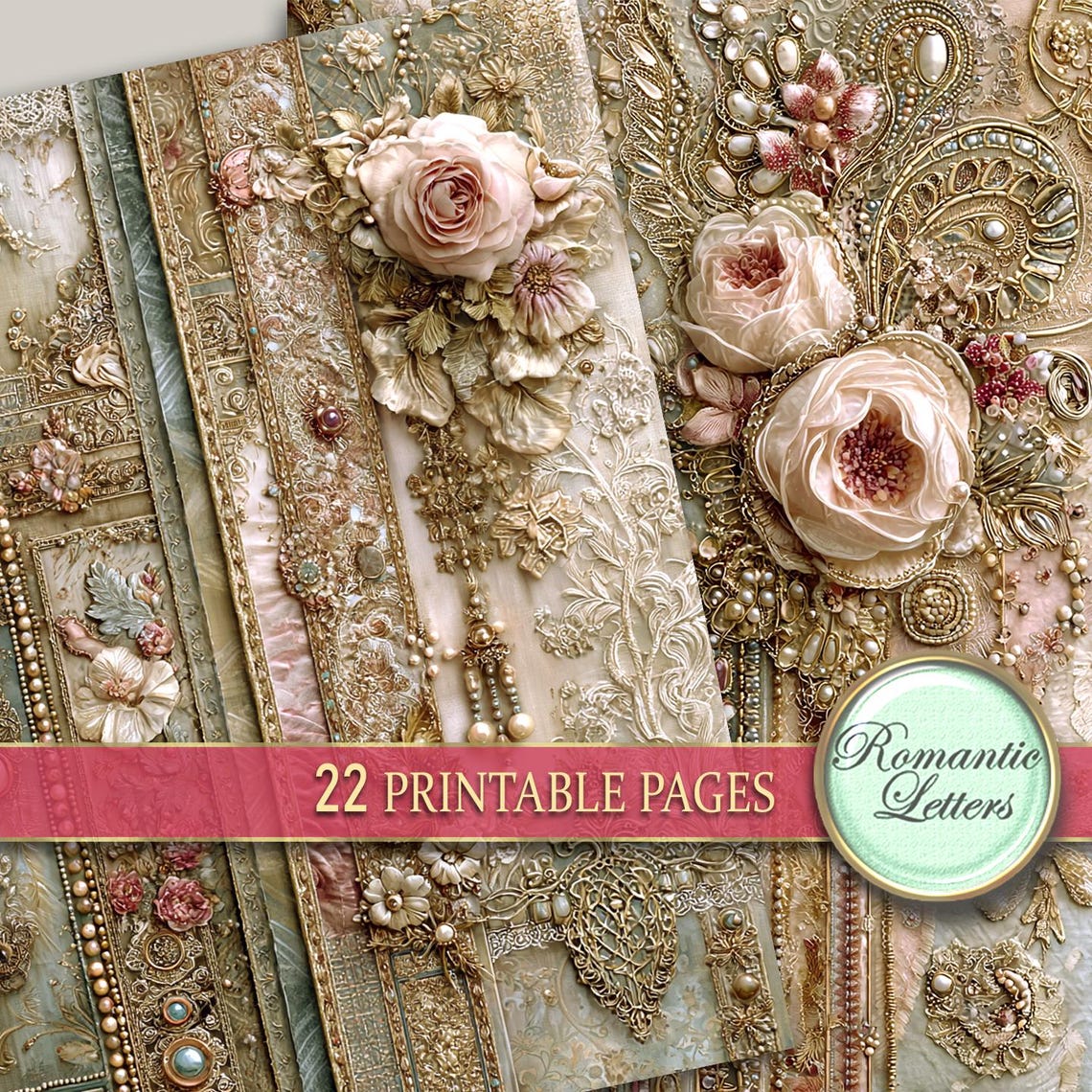 Digital Printable Scrapbook Paper Pack Shabby Chic Junk Journal Pages ...