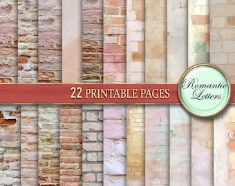 Brick Wall Digital Paper Pack, Shabby Chic Textures (Digital Download)