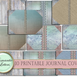 Printable Junk journal covers kit digital scrapbook cover digital printable shabby chic paper A4  8.5x11 book cover download mini album