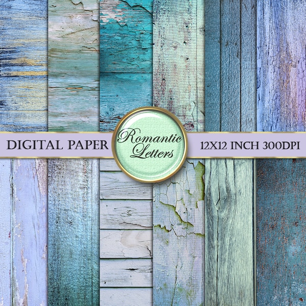 Digital Wood texture paper pack Shabby Chic wood digital Backdrop baby boy painted wood background digital paper wood digital paper blue