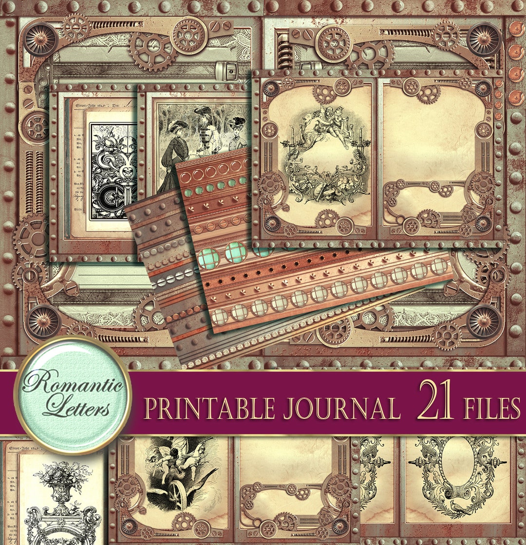 Steampunk Printable Junk Journal Kit Industrial Digital Scrapbook ...