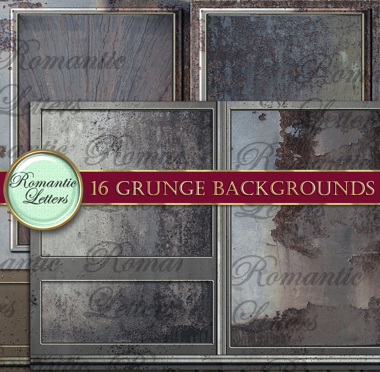 Steampunk Digital Scrapbook Paper Pack Rust Metal Texture Digital ...