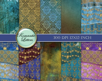 Gold Patchwork Digital Paper, Suede & Velvet Textures (Digital Download)